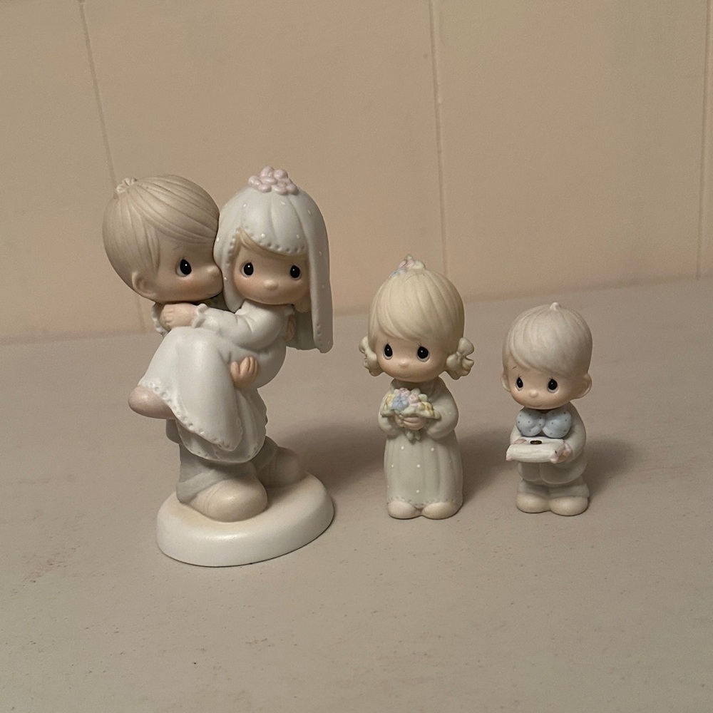 Precious Moments Wedding Figurine Set in White and Cream